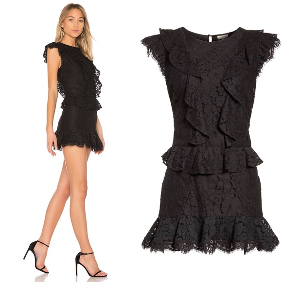 🚫SOLD🚫JOIE Acostas Dress Black Lace Ruffle - Picture 2 of 8